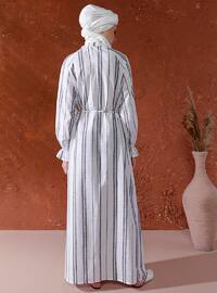 Striped Dress Gray White