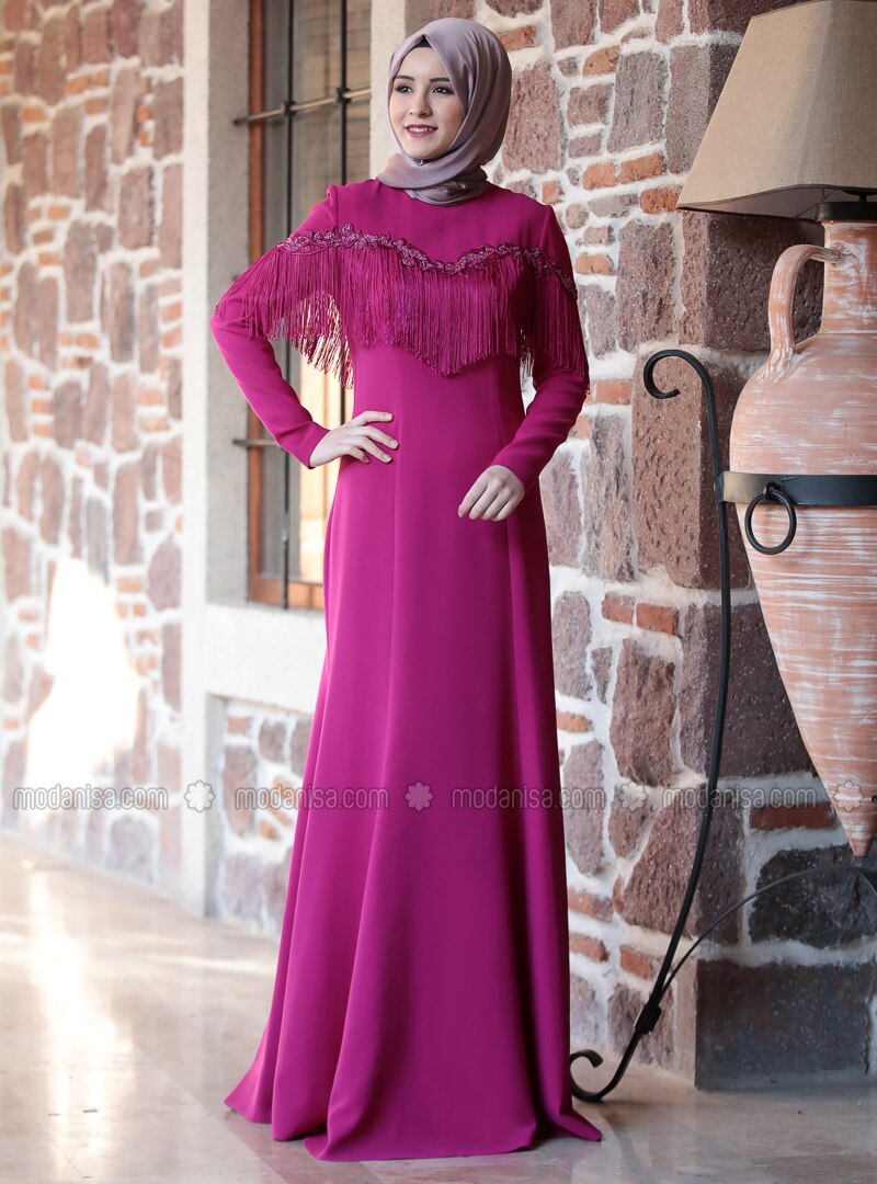 fuchsia evening dress