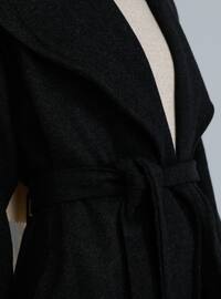Anthracite - Unlined - V neck Collar - Acrylic - - Coat