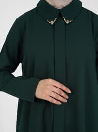 Stony Collar Asymmetric Tunic - Emerald Green