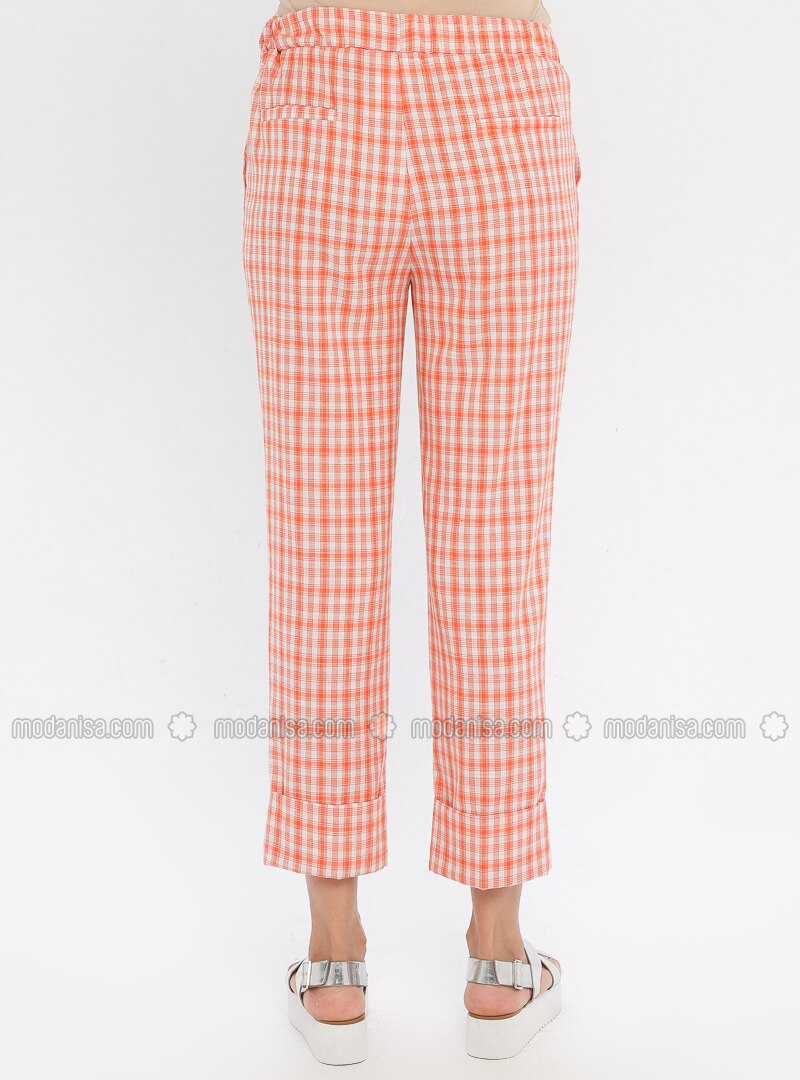 orange plaid pants