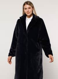 Navy Blue - Fully Lined - Plus Size Overcoat