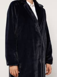Navy Blue - Fully Lined - Plus Size Overcoat