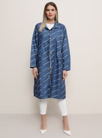  Blue Plus Size Trench coat