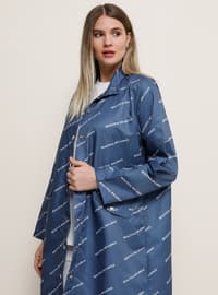 Blue Plus Size Trench coat