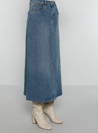 Blue - Unlined - Denim - - Skirt
