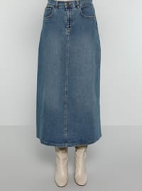 Blue - Unlined - Denim - - Skirt
