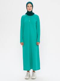 Yeşil - Fransız yakası - Astarsız kumaş - - Elbise