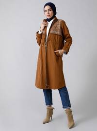 Tan - Unlined - Polo neck - - Trench Coat