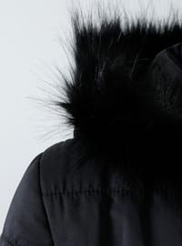 Black - Unlined - Polo neck - Coat