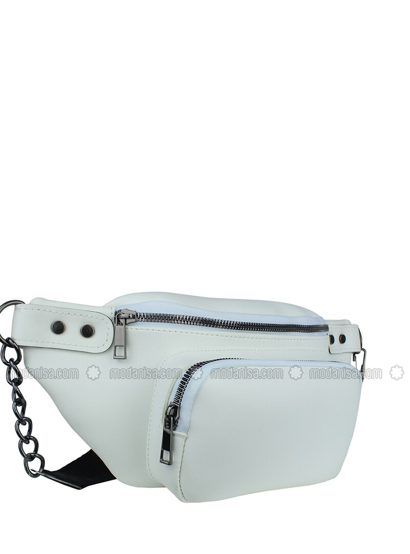 all white bum bag