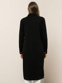 Black - Unlined - Point Collar - - Plus Size Coat