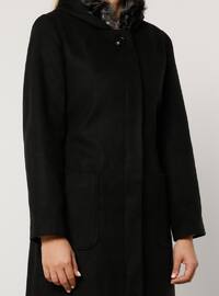 Black - Fully Lined - Rayon - Plus Size Overcoat