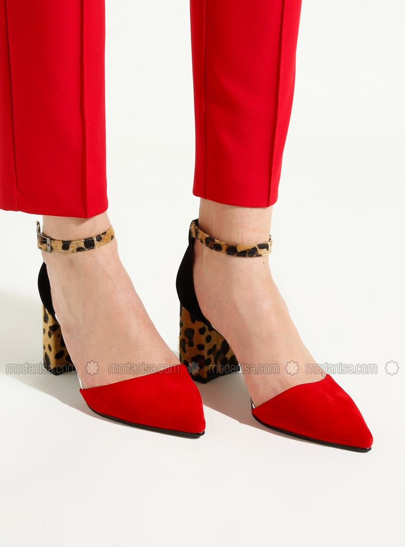 red and leopard heels