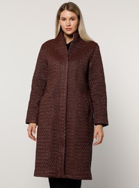 Maroon - Fully Lined - Plus Size Overcoat