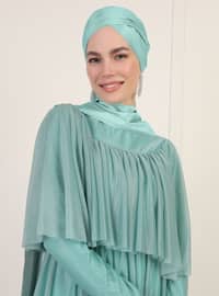 Green Almond - Crew neck - Fully Lined - Muslim Evening Dress