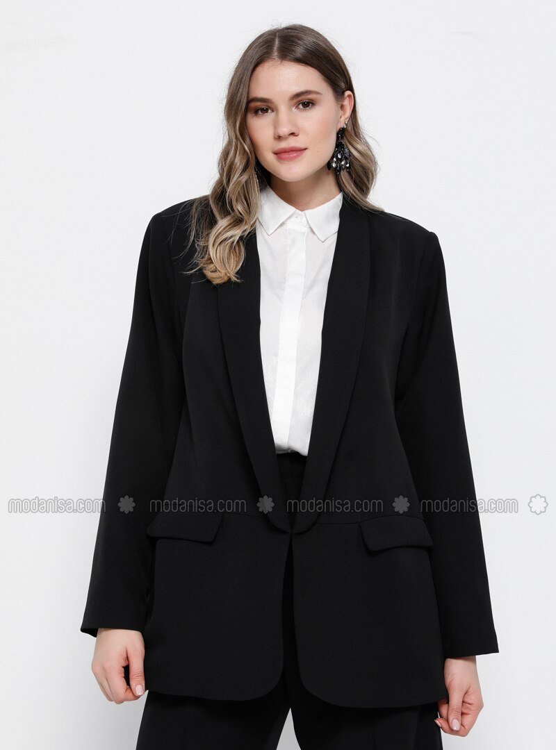 Black - Shawl Fully Lined - Plus Size Jacket