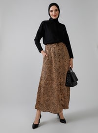 Brown - Leopard - Unlined - Skirt