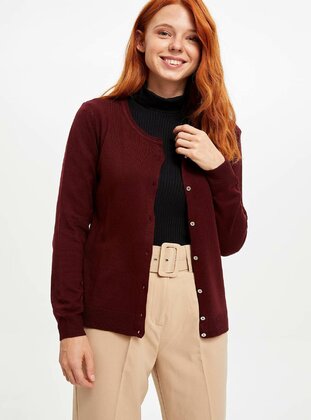 maroon cardigan