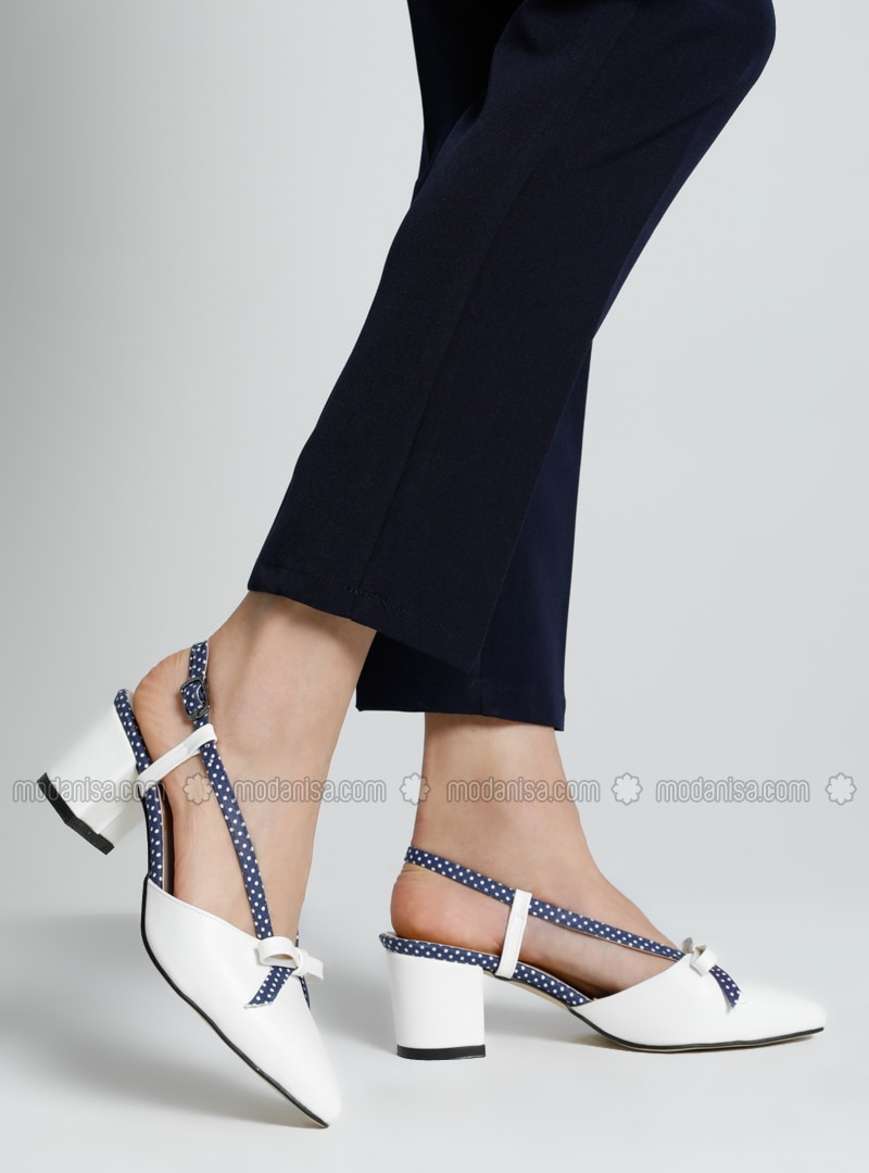 White - Navy Blue - High Heel - Heels