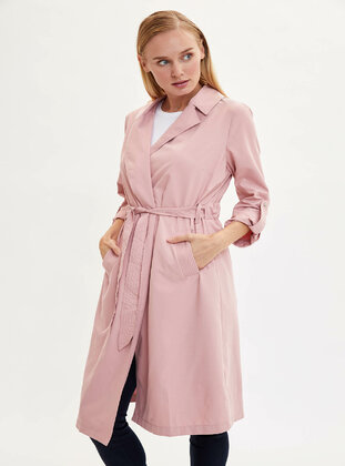 pink trench coat with hood