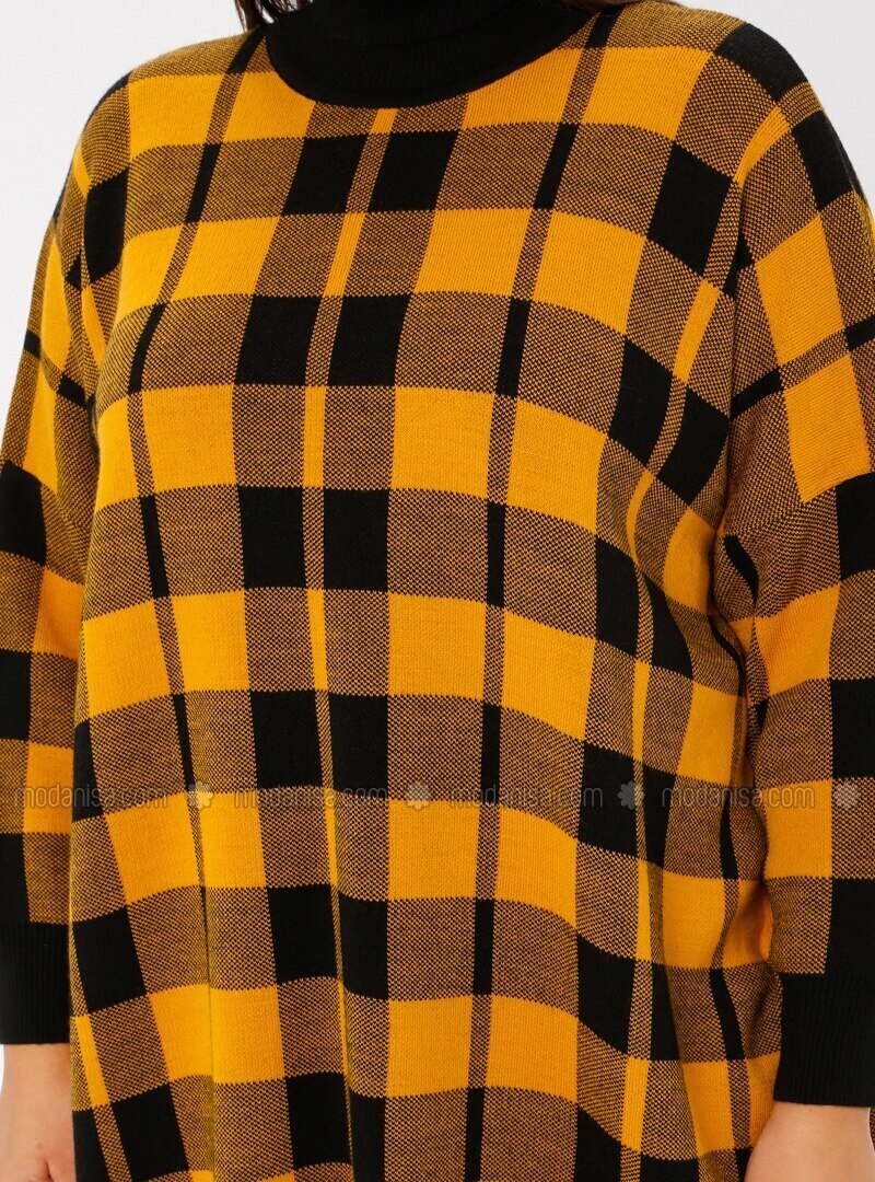 yellow checkered sweater