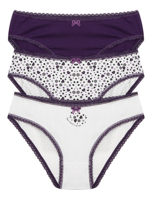 White - Purple -  - Panties  - Şahinler