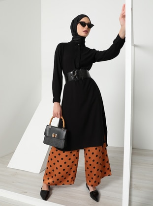 Detailed Tunic With Hidden Buttons Black