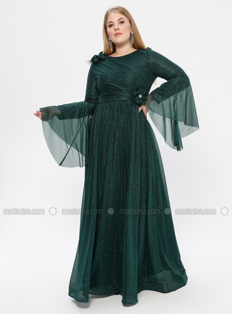 plus size green evening gown