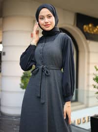 Black - Sweatheart Neckline - Unlined - Dress