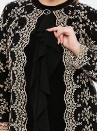 Lace Hijab Evening Dress Black