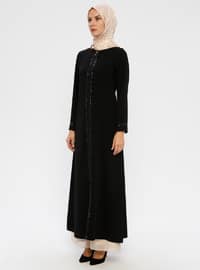 Sequin Detailed Abaya Black