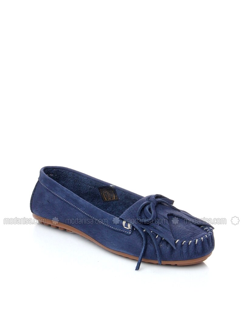 navy blue leather flat shoes