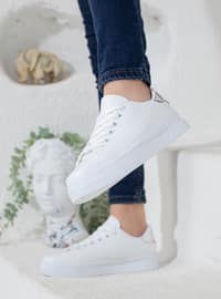 White - Silver tone - Sport - Sports Shoes