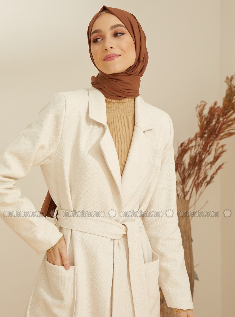 Cream - Fully Lined - Shawl Collar - - Coat