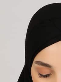 أسود - من لون واحد - فيسكوز - حجابات جاهزة