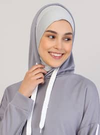 رمادي - من لون واحد - فيسكوز - حجابات جاهزة