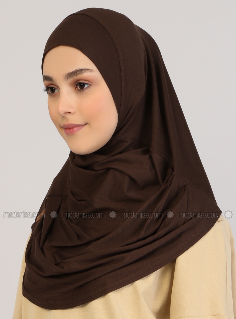 Plain Instant Hijab Brown