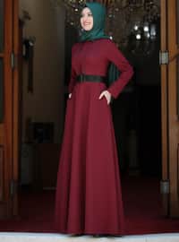 Ada Pearl Hijab Evening Dress Burgundy