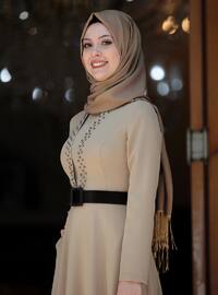 Ada Pearl Hijab Evening Dress Camel