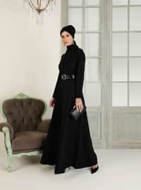 Black - Unlined - Crew neck - Muslim Evening Dress