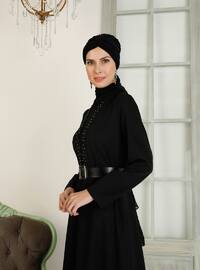 Black - Unlined - Crew neck - Muslim Evening Dress