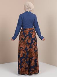 Indigo - Floral - Multi - Polo neck - Unlined - Dress