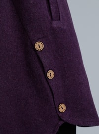 Purple - Fully Lined - V neck Collar - Acrylic - - Coat