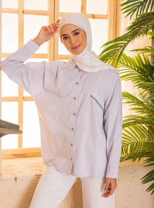 Baby Blue - Stripe - Point Collar -  - Tunic - Mnatural