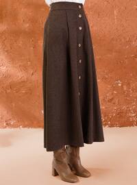 Brown - Unlined - Acrylic - - Skirt
