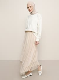 White - Ecru - Powder - Fully Lined - Skirt