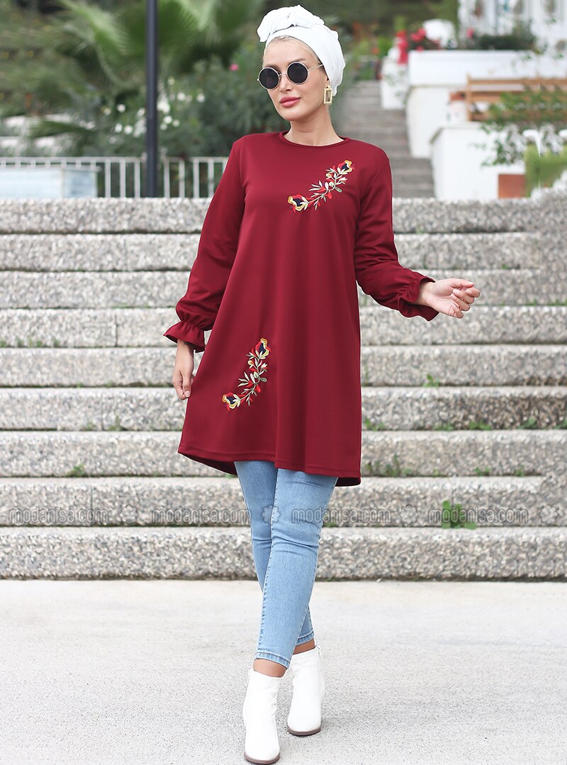 Maroon - Crew neck - Tunic