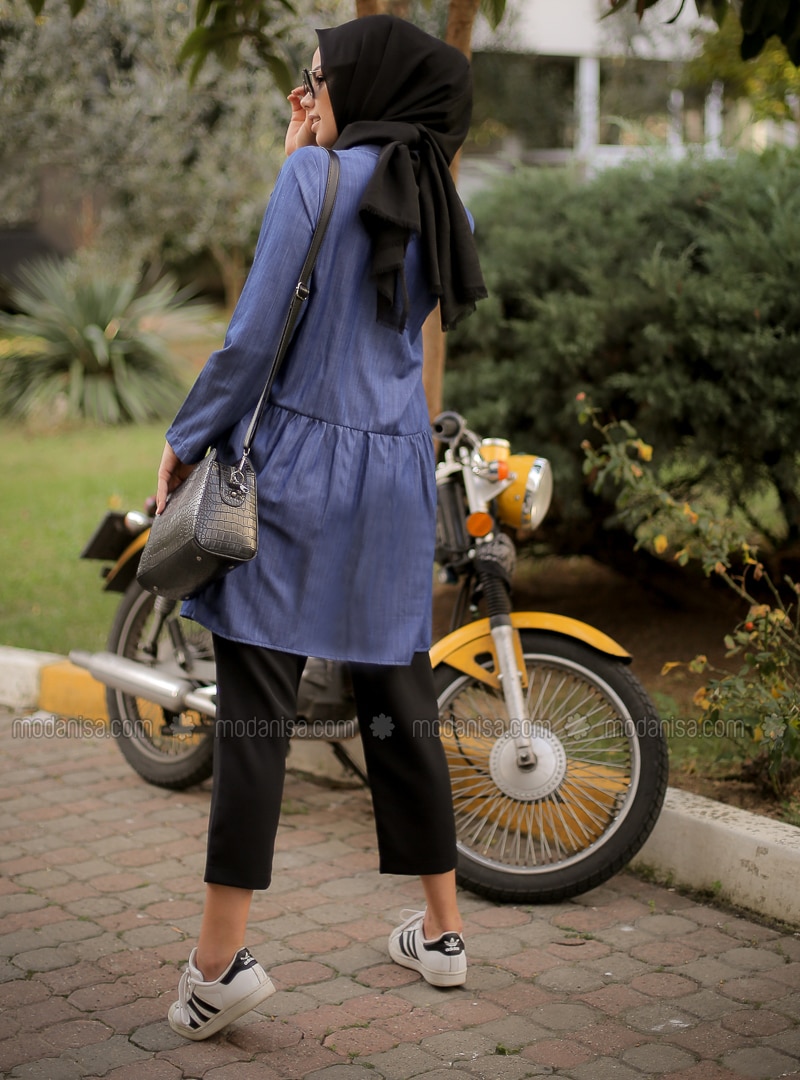 Navy Blue Point Collar Tunic