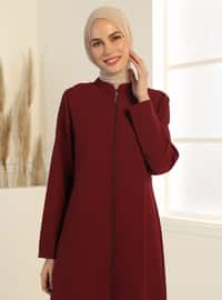 Zippered Abaya - Claret Red